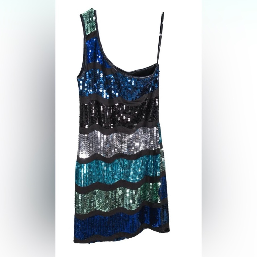 XXI Sequin Striped Asymmetrical Dress
